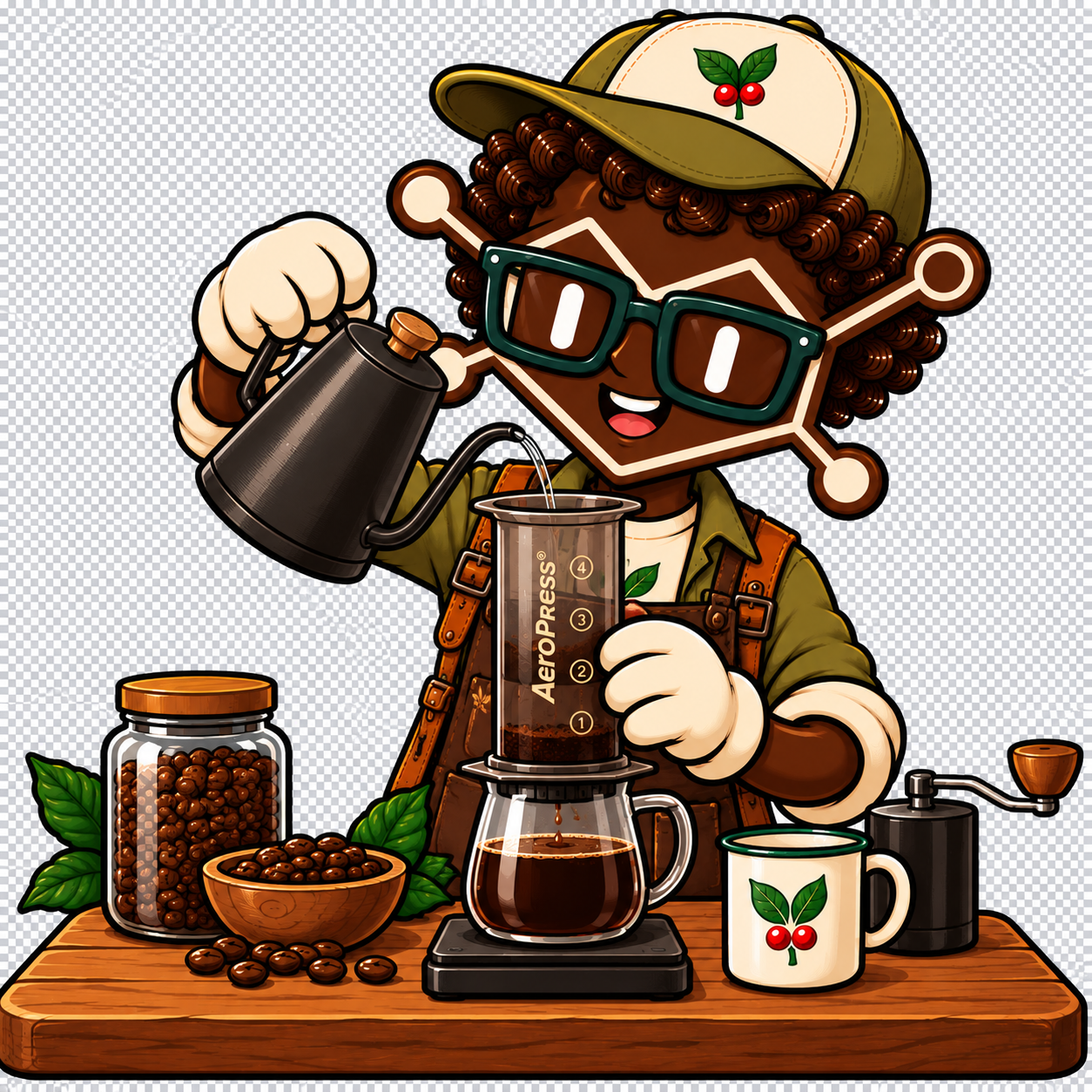 Tinto preparando café en AeroPress